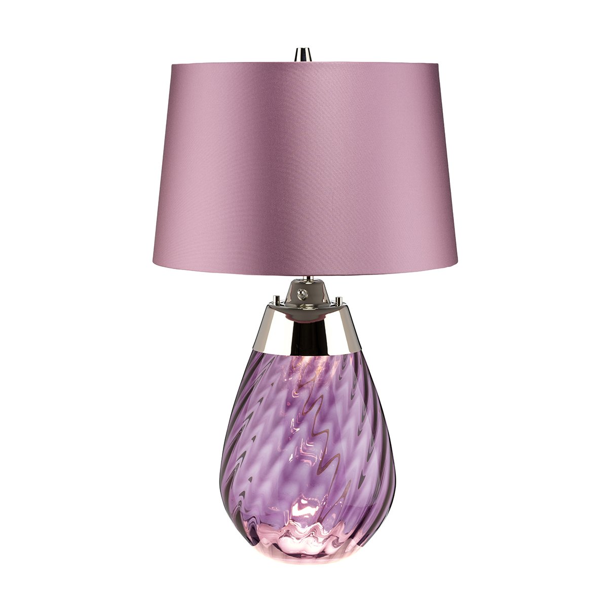 Elstead Lighting Lena Tischleuchte Small 2-Light Pflaume Nickel Stoffschirm lila 61cm