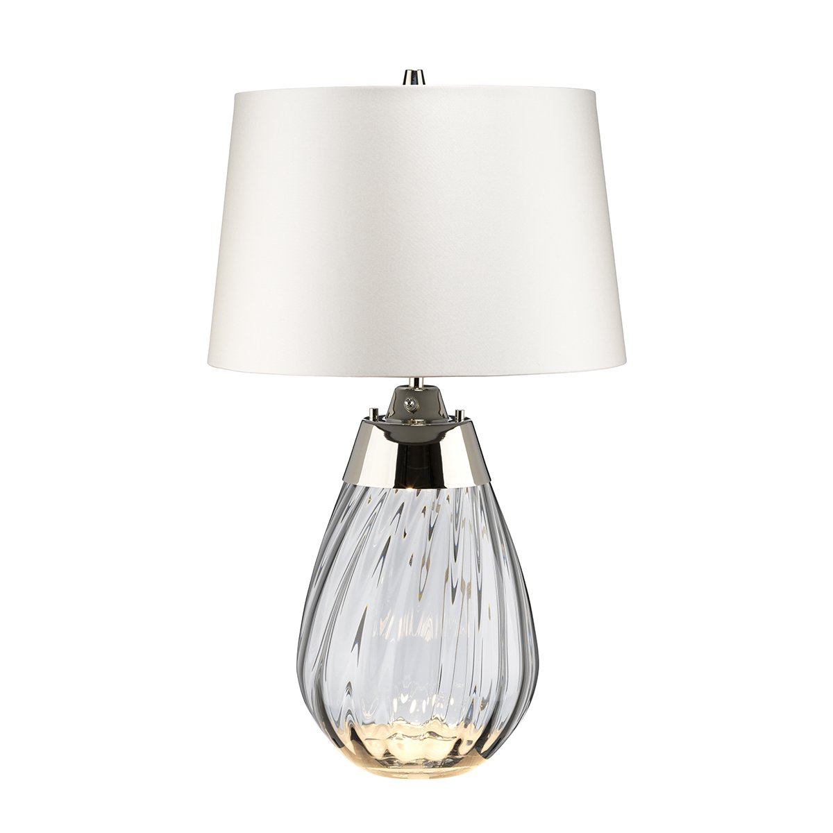 Elstead Lighting Lena Tischleuchte Small 2-Light Rauchglas Nickel Stoffschirm Kaltwei� 61cm