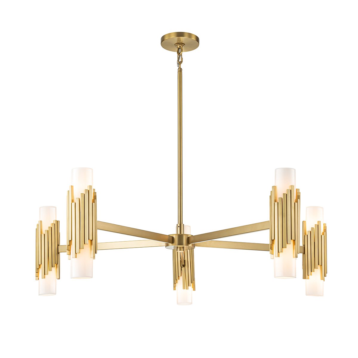 Elstead Lighting Marvele Kronleuchter 10-flammig Messing Opalglas
