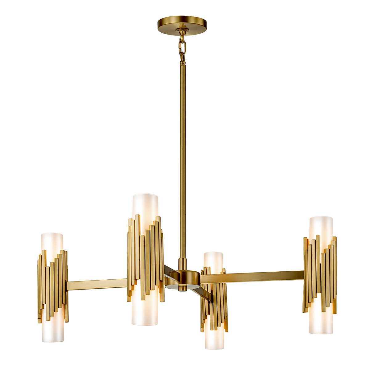 Elstead Lighting Marvele Kronleuchter 8-flammig Messing Opalglas