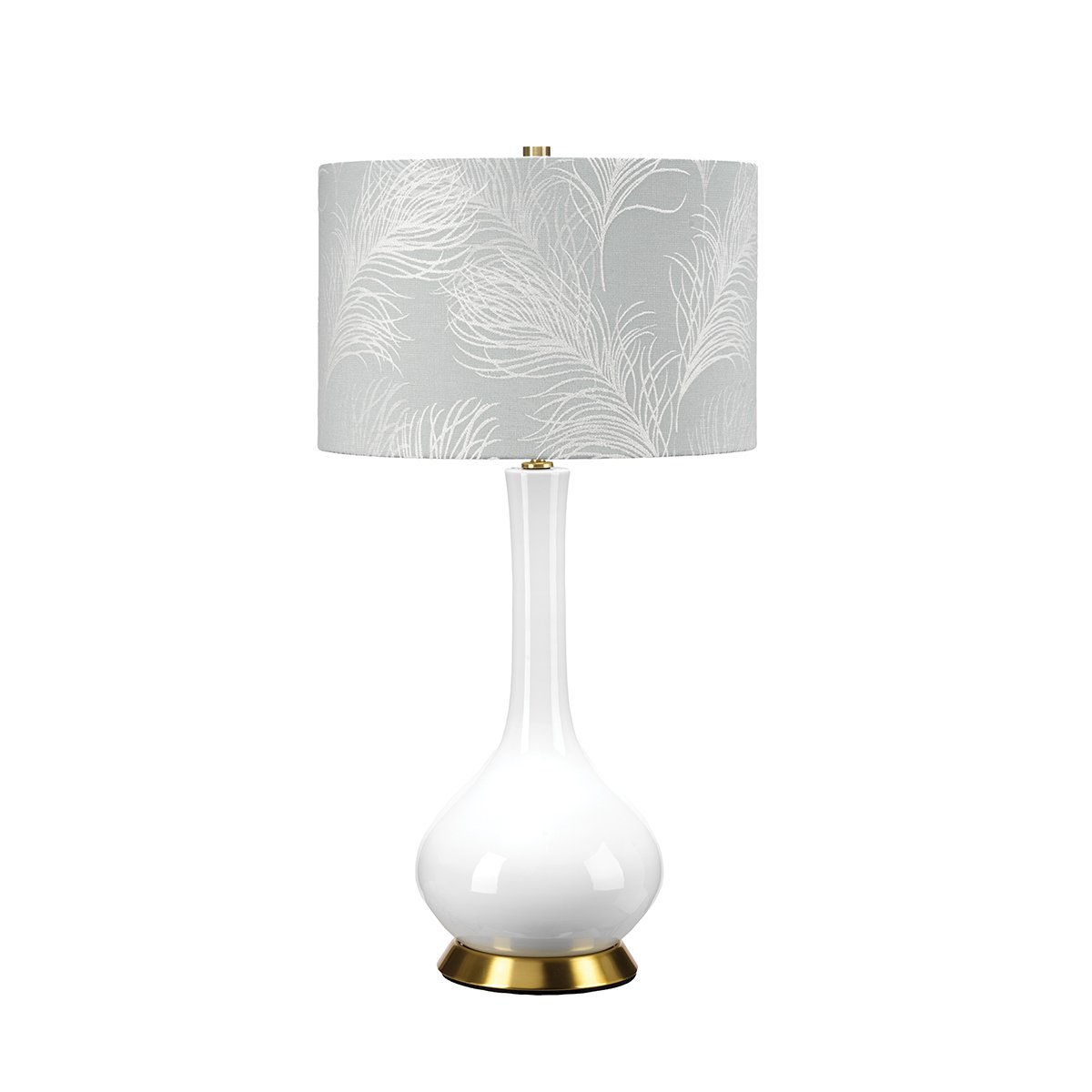 Elstead Lighting Milo Tischleuchte 1-Light Messing Wei� Stoffschirm gemustert 69cm