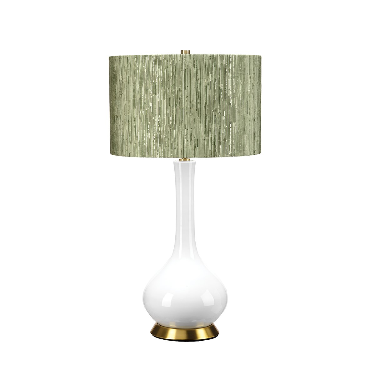 Elstead Lighting Milo Tischleuchte 1-Light Messing Wei� Stoffschirm gemustert gr�n 69cm