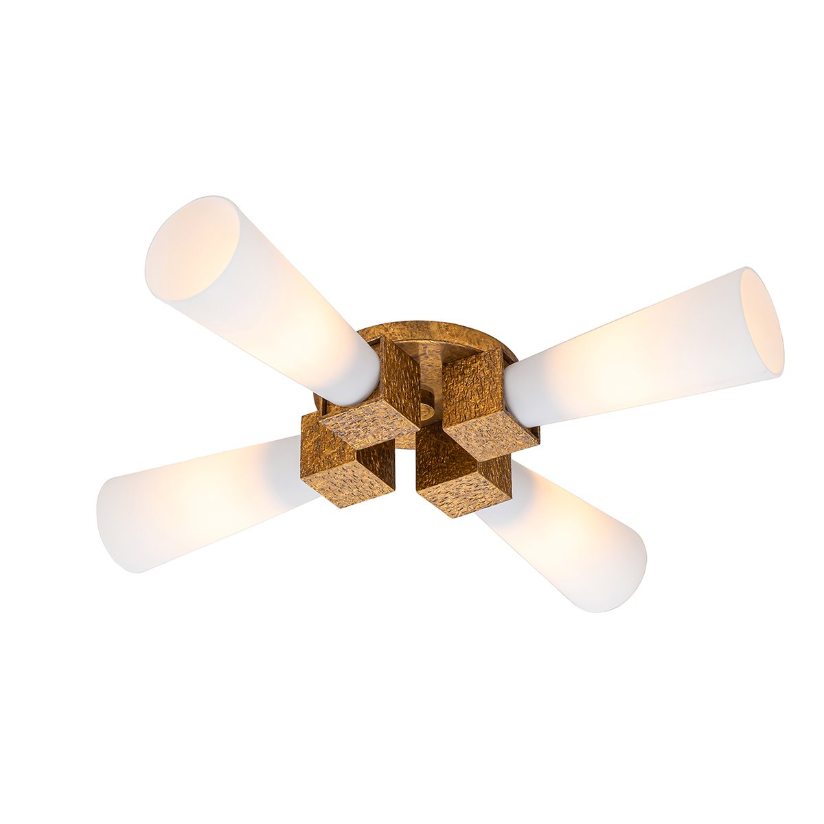 Elstead Lighting Pendel- oder Deckenleuchte Kristy 4-flammig Antik Gold Opalglas