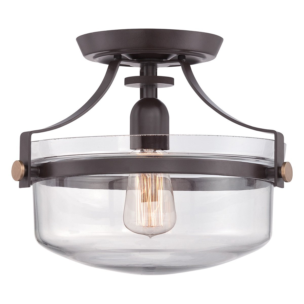 Elstead Lighting Penn Station Deckenleuchte Semi-Flush 1-Light Bronze Glas 33cm E27