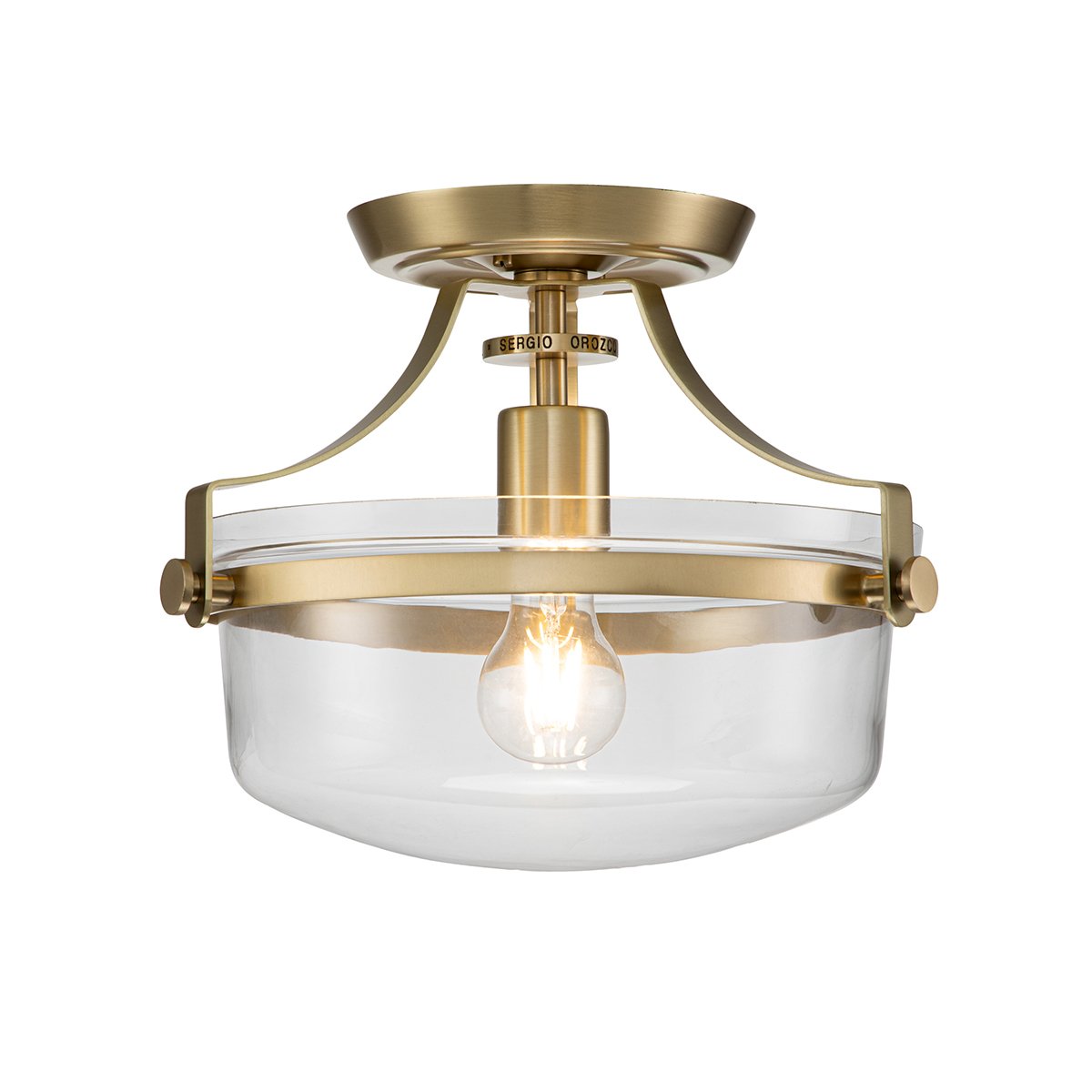 Elstead Lighting Penn Station Deckenleuchte Semi-Flush 1-Light Messing Glas 33cm E27