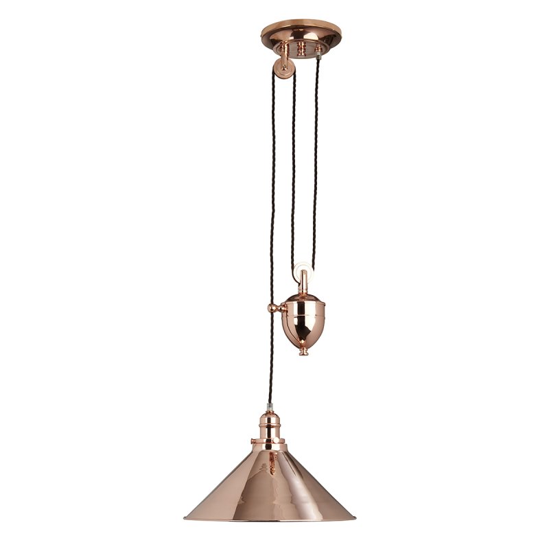 Elstead Lighting Provence 1-Light Rise and Fall Pendelleuchte Kupfer poliert