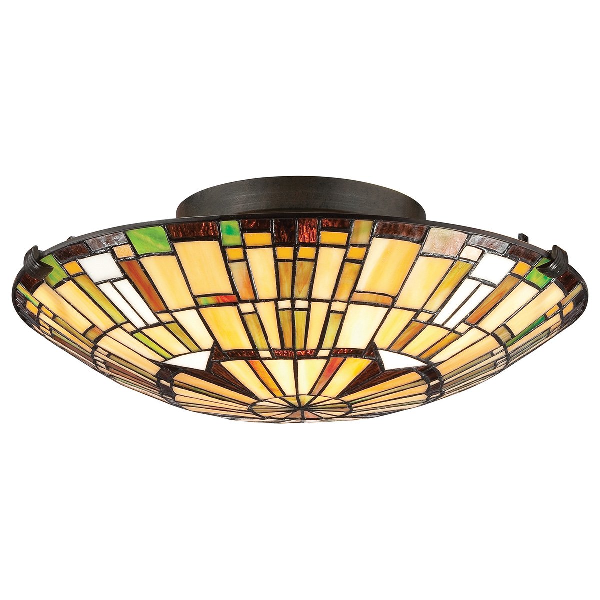 Elstead Lighting Reed Deckenleuchte 2 flammig im Tiffany-Stil � Valiant Bronze E27