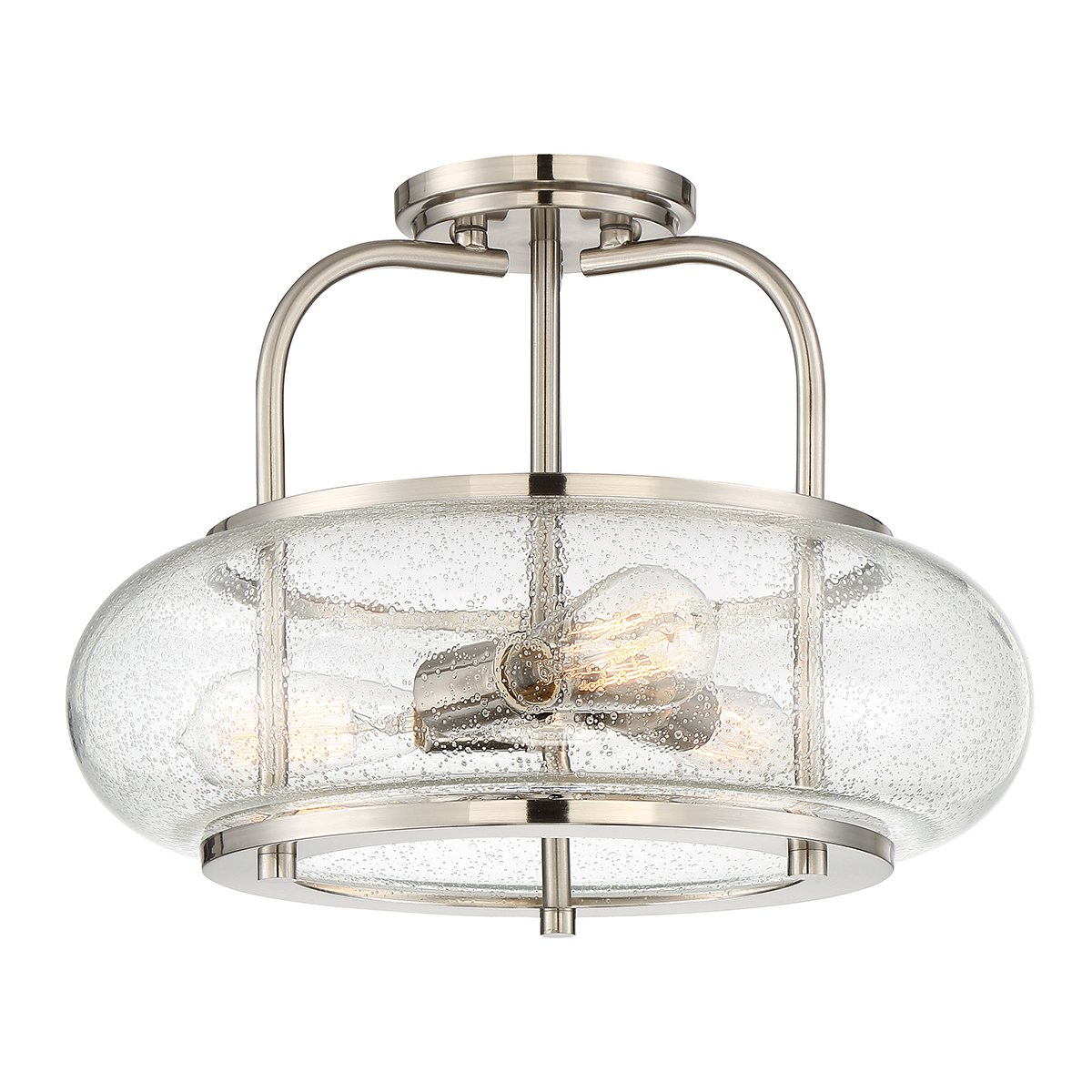 Elstead Lighting Trilogy Deckenleuchte Medium Semi-Flush 3-Light Nickel Glas 406mm E27