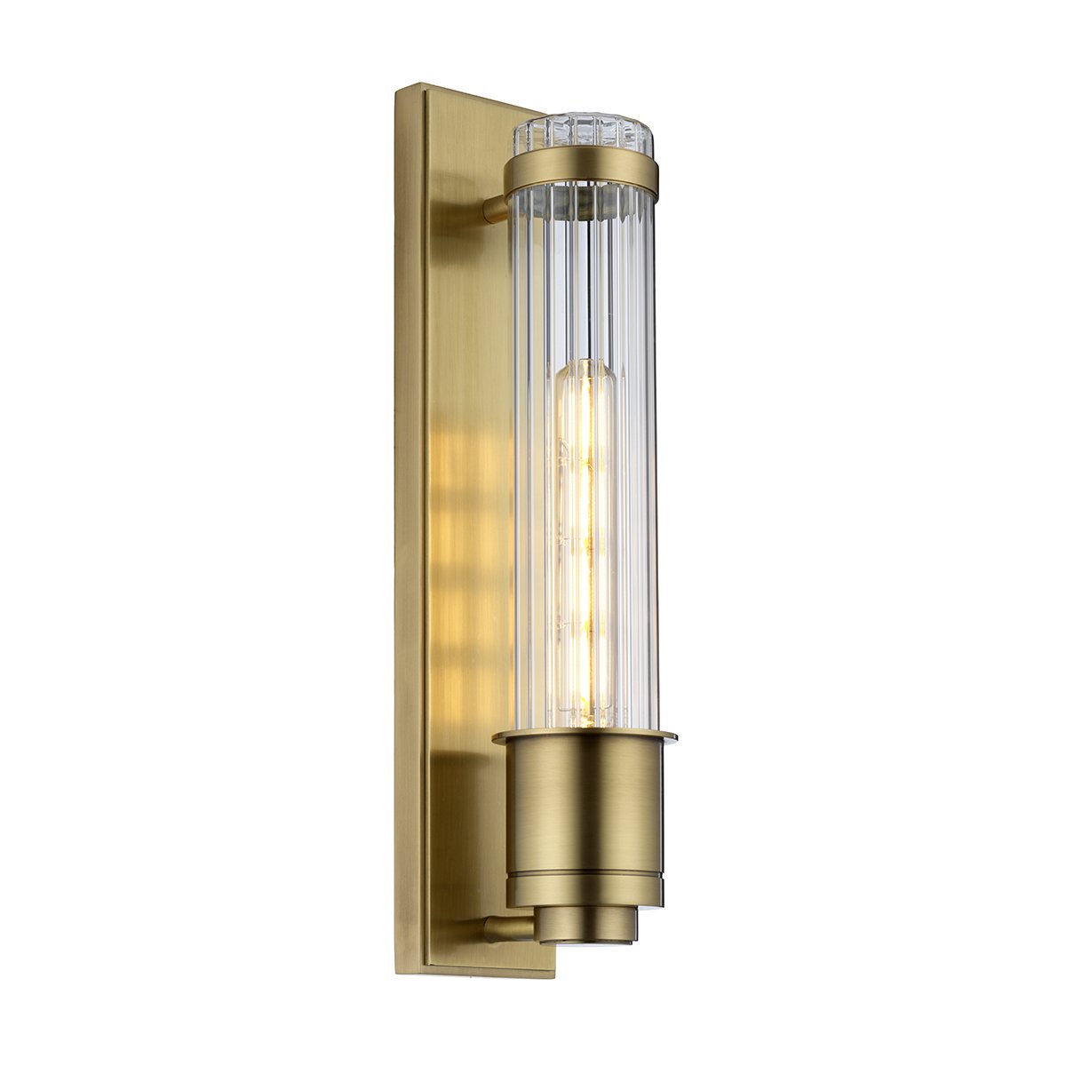 Elstead Lighting Wellington Wandleuchte 1-Light Messing Klarglas E27