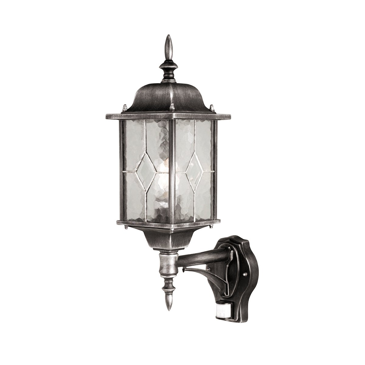 Elstead Lighting Wexford Outdoor 1-Light Wandleuchte Schwarz Silber Sensor E27 IP23