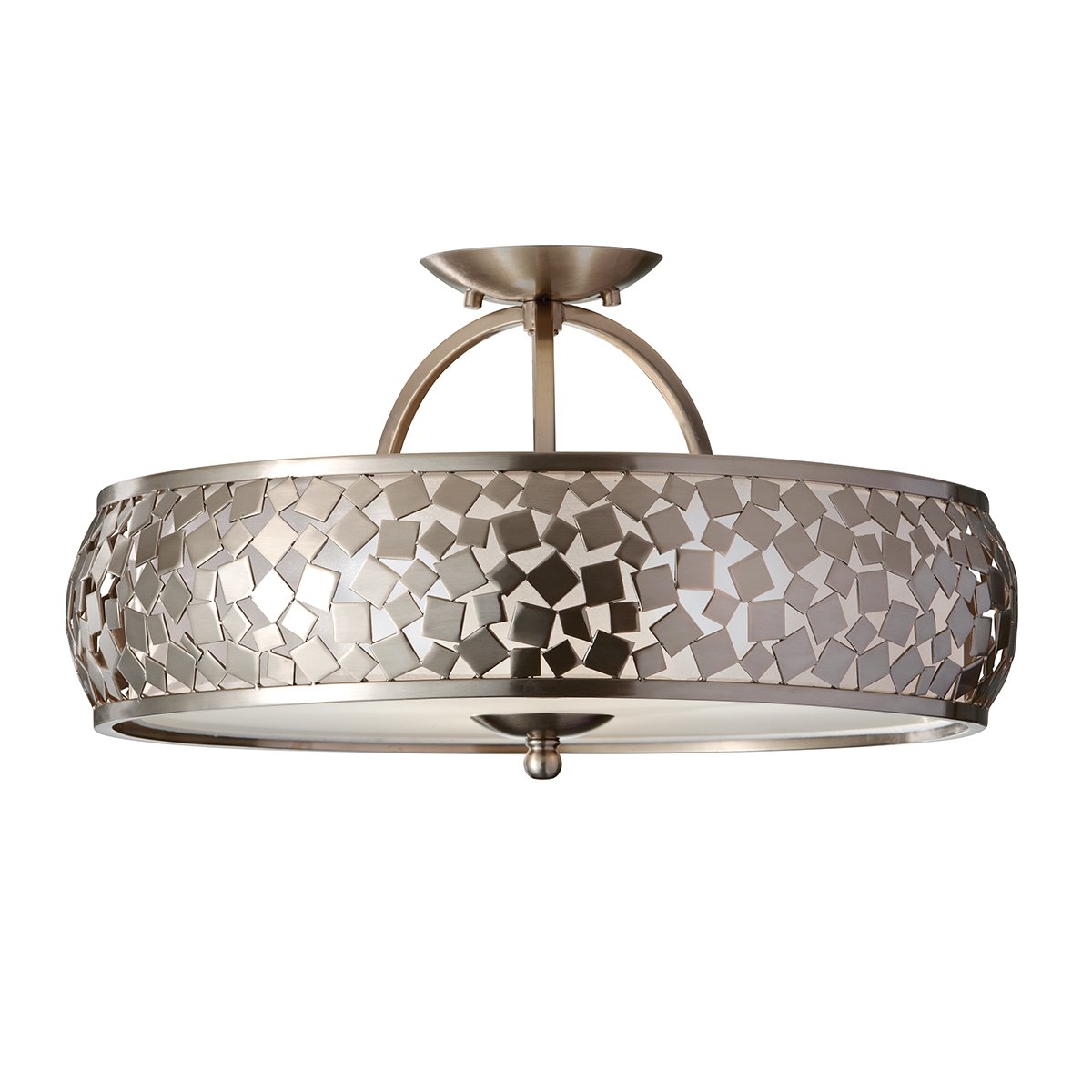Elstead Lighting Zara 3-Light Semi-Flush Light Deckenleuchte 3-flammig stahl geb�rstet 50cm