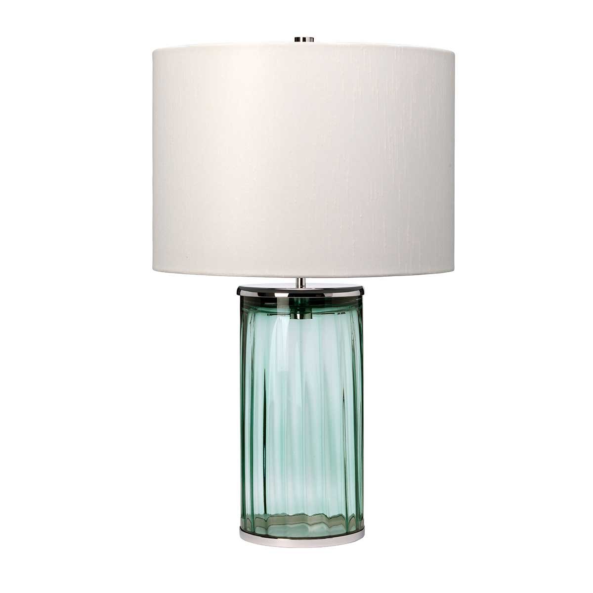 Elstead Reno Tischlampe Glas gr�n Schirm creme 60cm