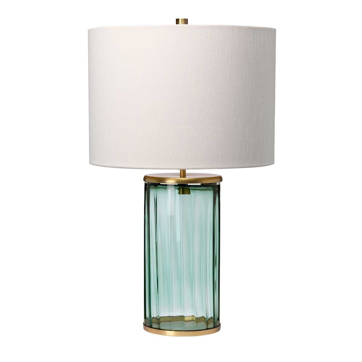 Elstead Reno Tischlampe Glas gr�n Schirm creme 60cm
