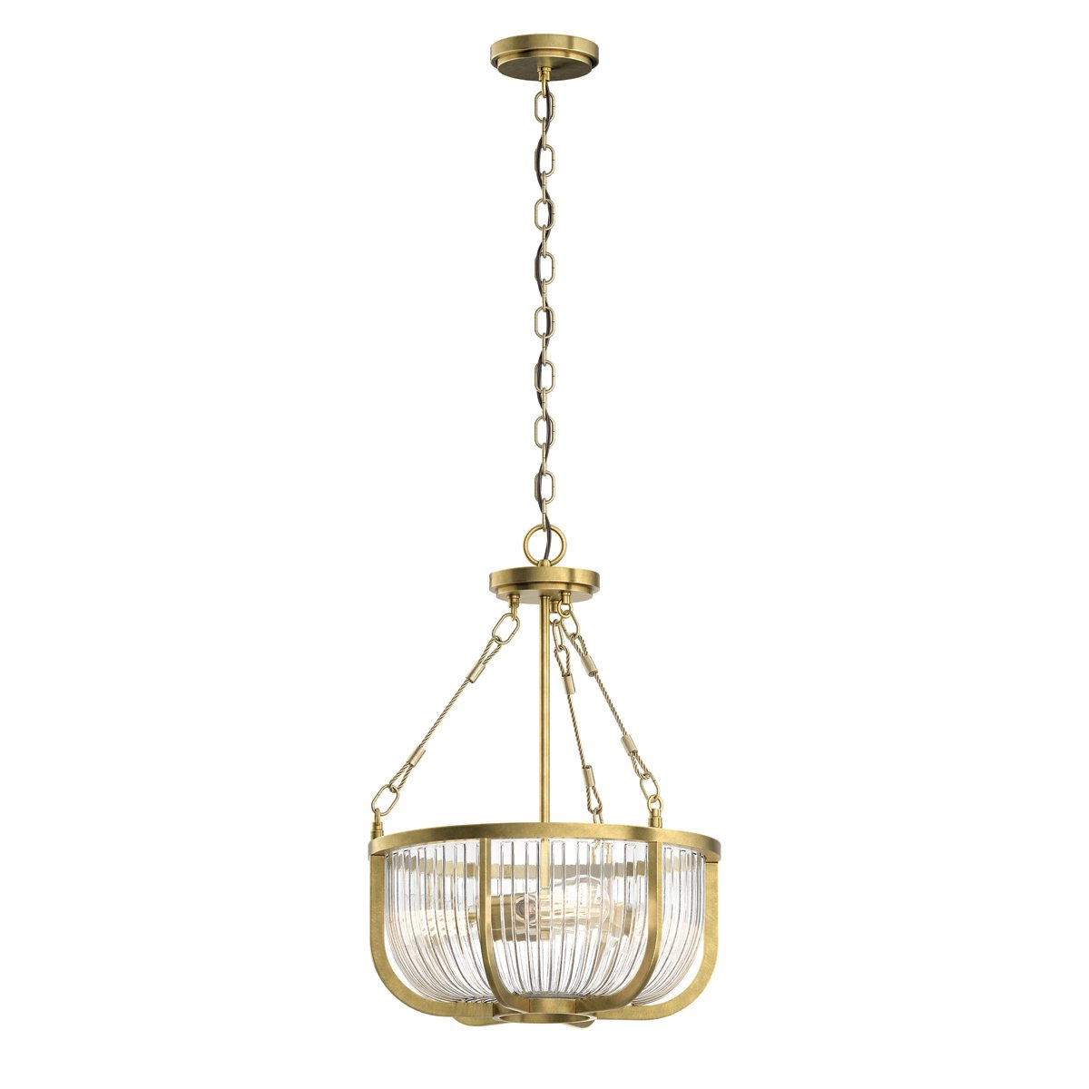 Elstead Roux H�ngeleuchte 3-flammig Glas klar Messing E27