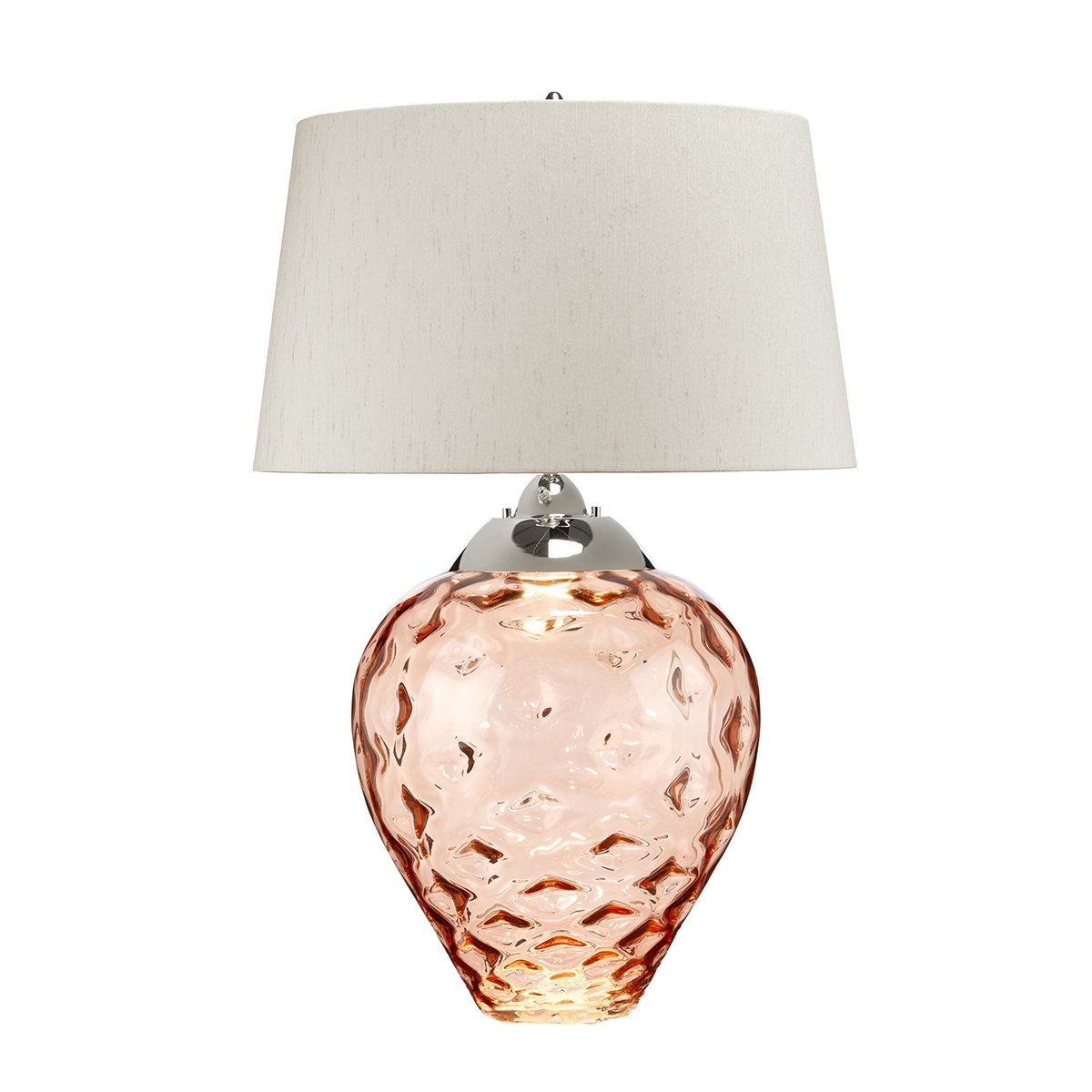 Elstead Samara Tischlampe gro� Lachsfarben Schirm taupe 79cm