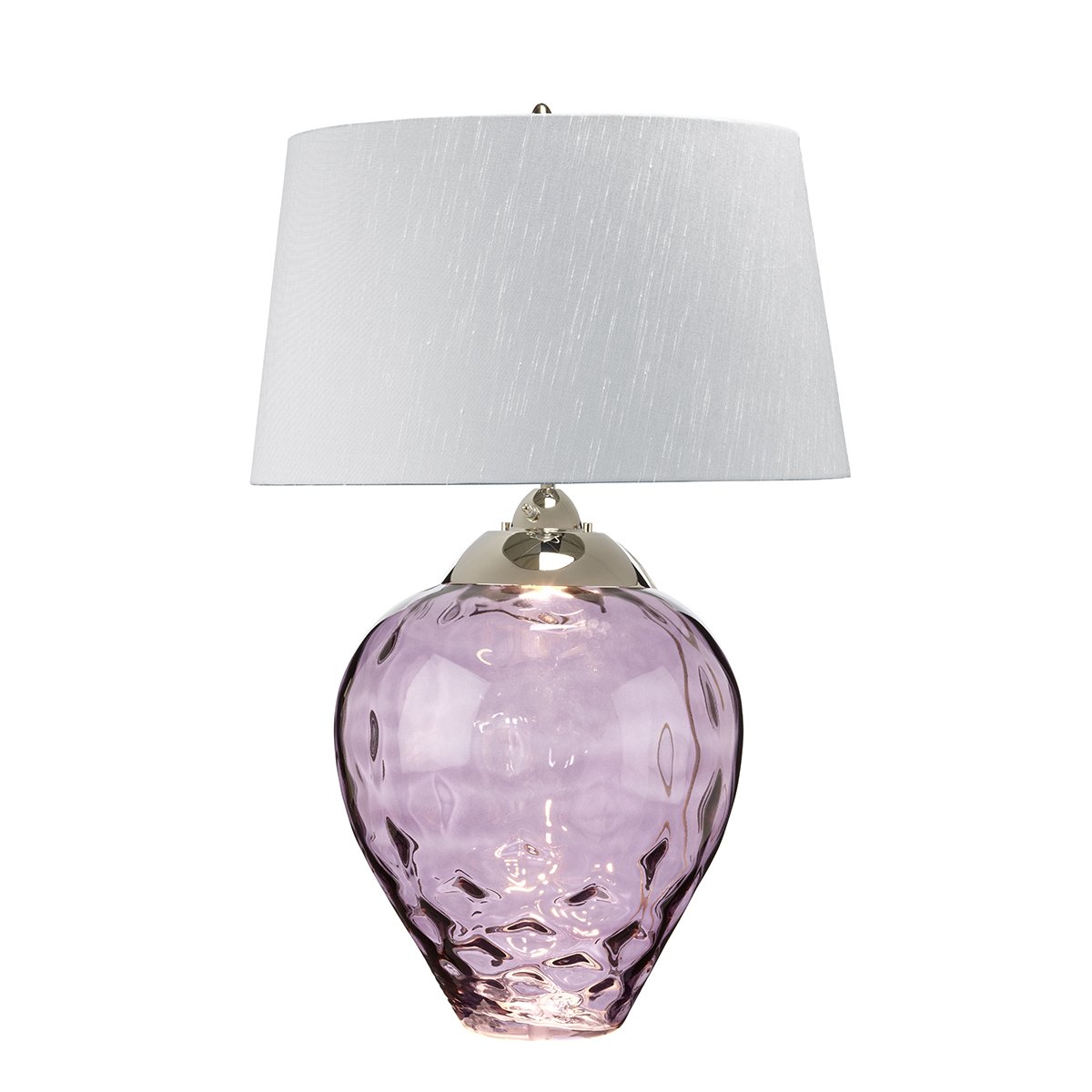 Elstead Samara Tischlampe gro� Pflaume Schirm silberfarben 79cm