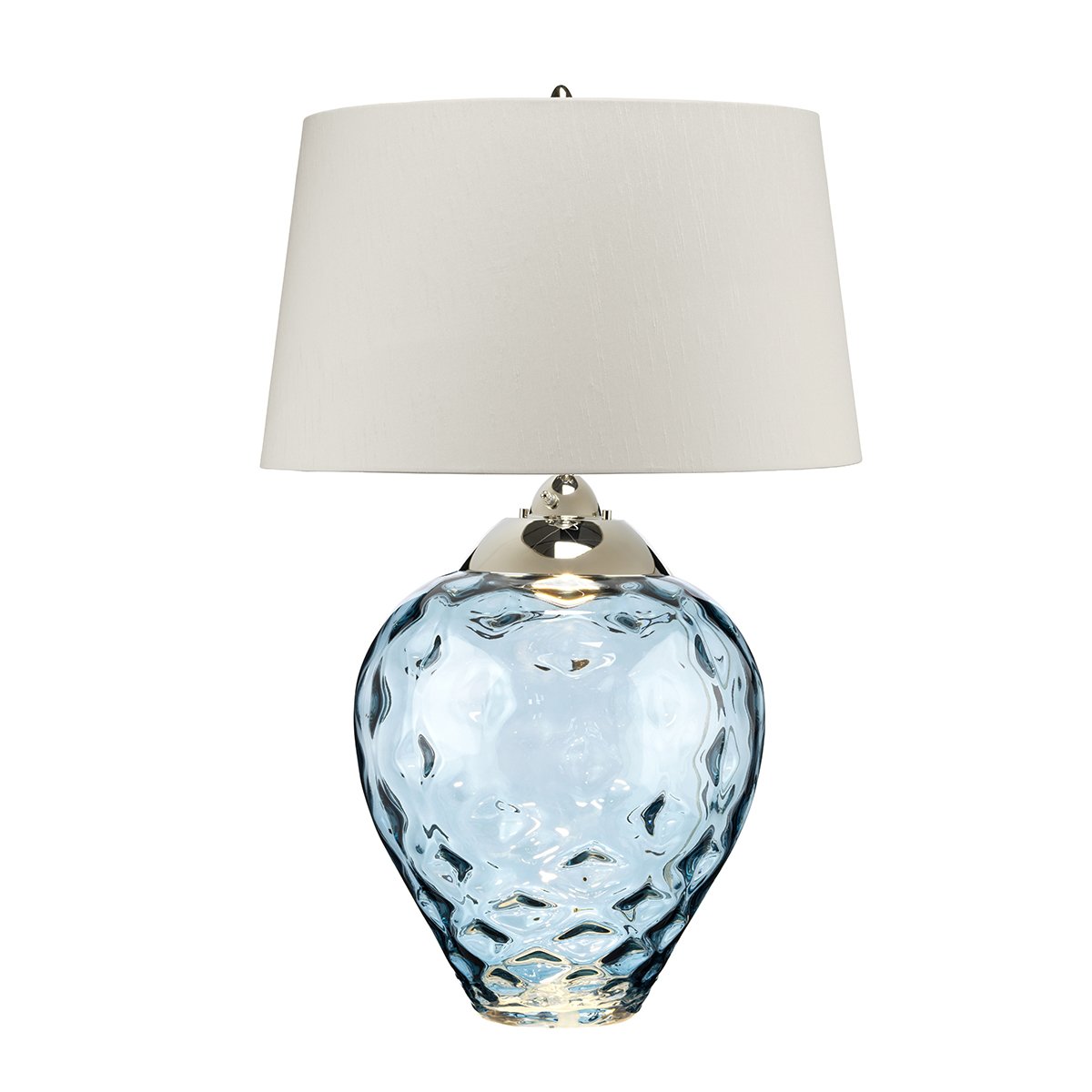 Elstead Samara Tischlampe gro� hellblau Stoffschirm taupe 79cm