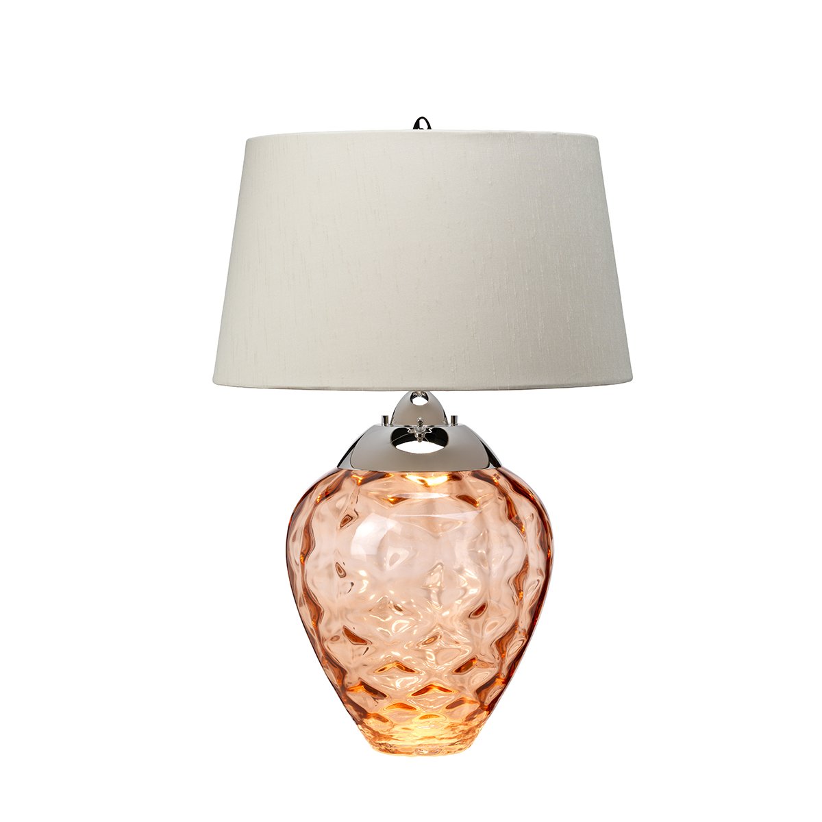 Elstead Samara Tischlampe klein Lachsfarben Schirm taupe 72cm
