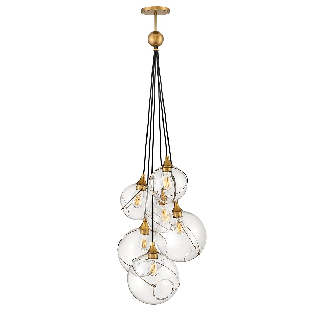 Elstead Skye H�ngeleuchte 6-flammig Glas klar Messing