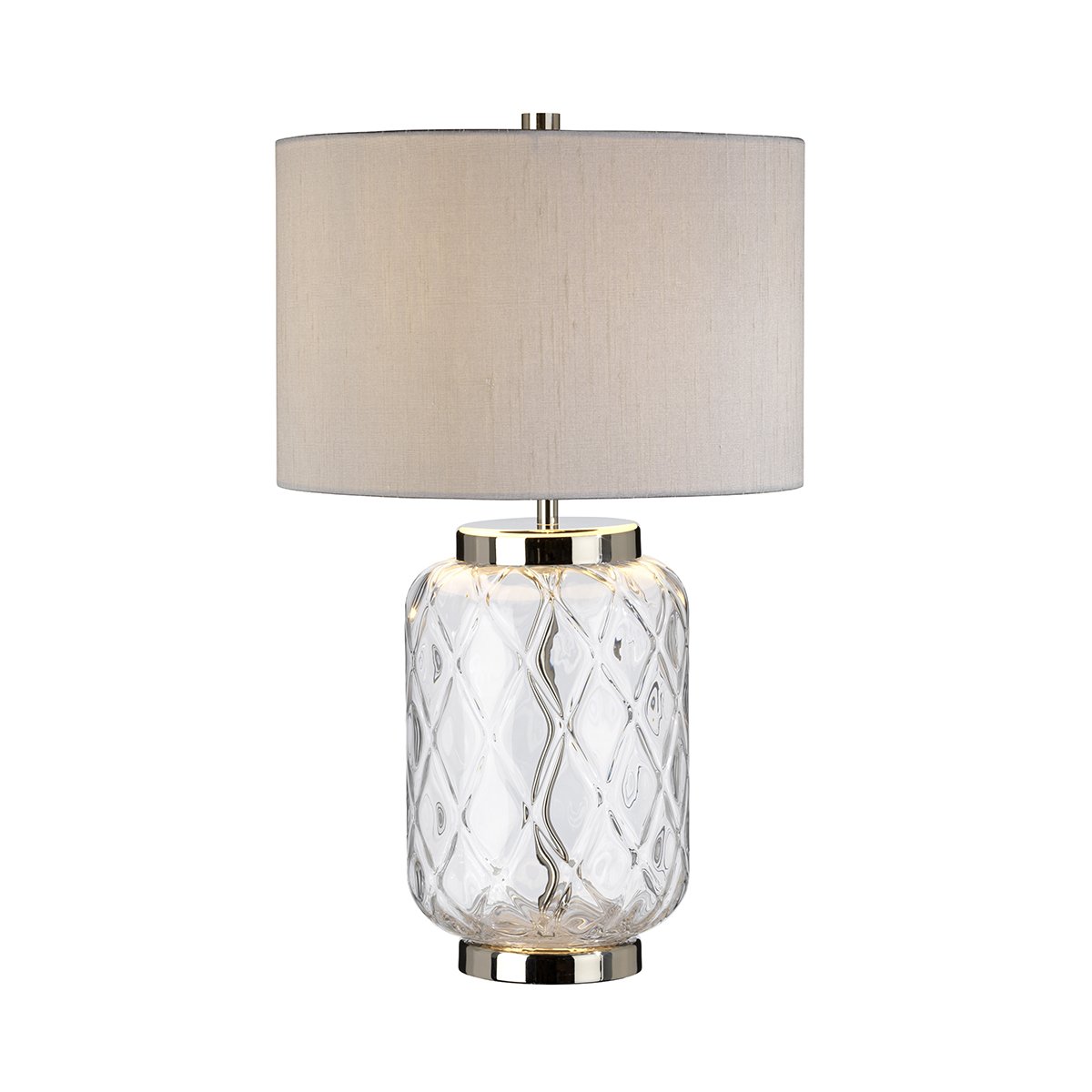 Elstead Sola Tischlampe Glas klar Schirm Titan Silber 51cm E27