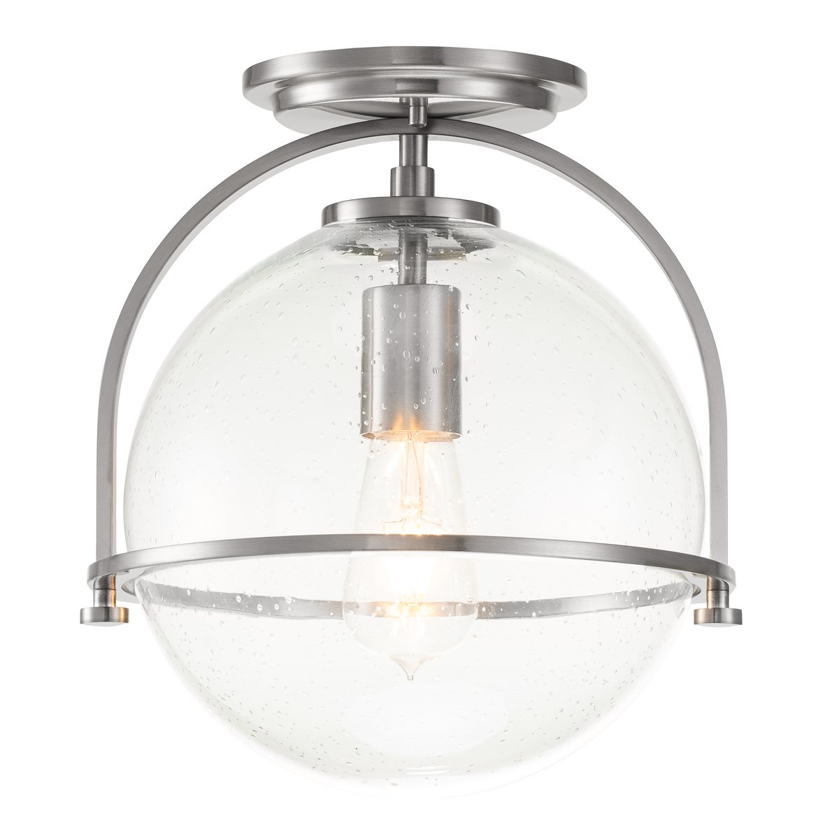 Elstead Somerset Deckenleuchte 1-flammig Nickel geb�rstet klar 28cm E27