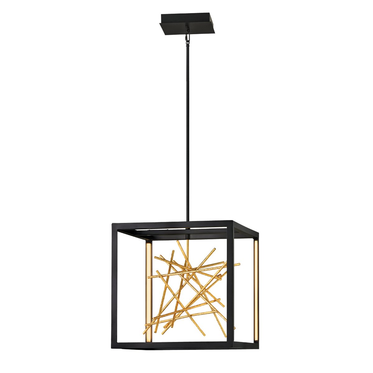 Elstead Styx LED Pendelleuchte quadratisch schwarz gold 3000K
