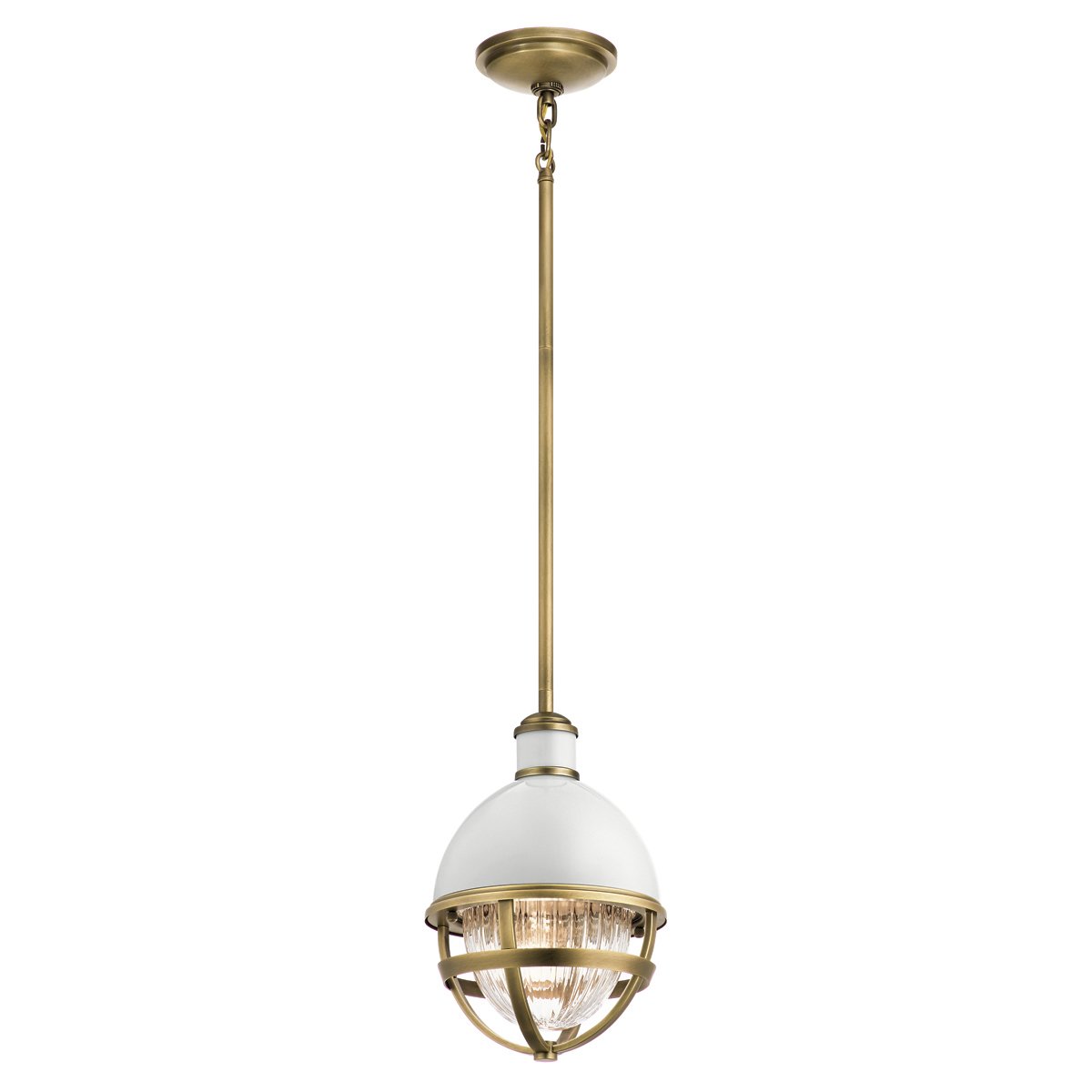 Elstead Tollis Small Pendelleuchte Messing wei� Glas klar