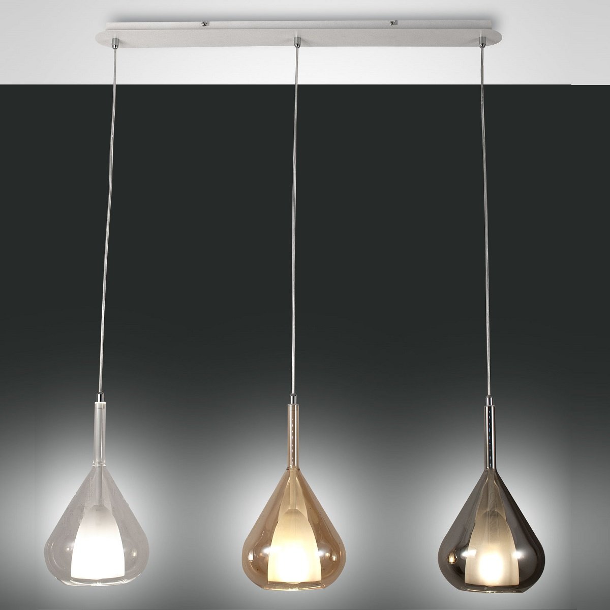 FABAS LUCE 3481-48-297 Pendelleuchte Lila 3-flammig amber grau transparent