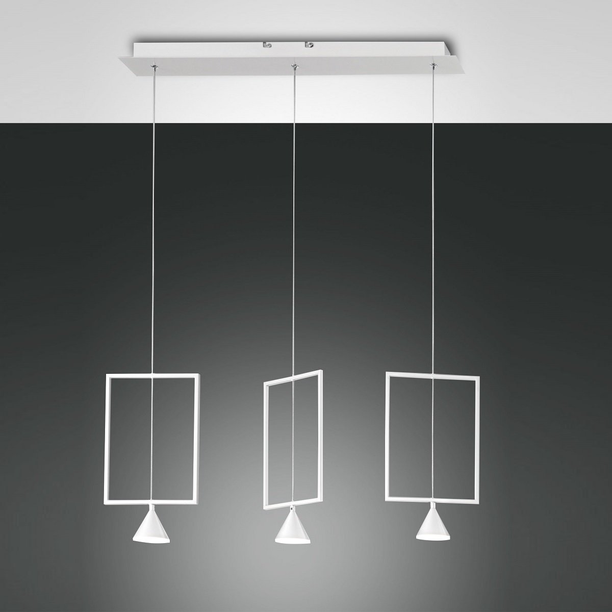 FABAS LUCE No. 3390-49-102 LED Pendelleuchte Sirio wei� 3-flammig eckig dimmbar