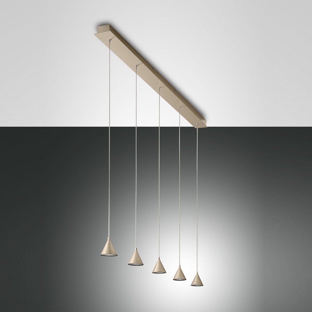 FABAS LUCE No. 3443-48-225 Pendelleuchte Delta LED 5-flammig gold edelmatt dimmbar