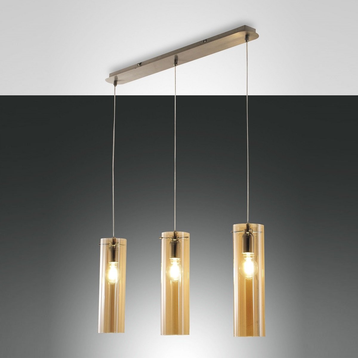 FABAS LUCE No. 3480-47-125 Pendelleuchte Sintesi Nickel satiniert amber