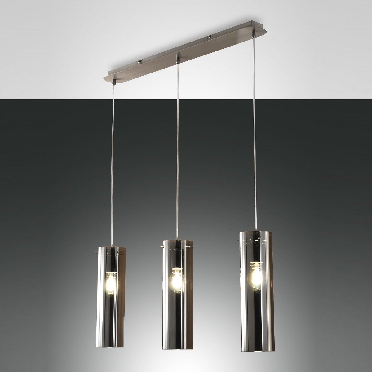 FABAS LUCE No. 3480-47-126 Pendelleuchte Sintesi Nickel satiniert Rauchglas