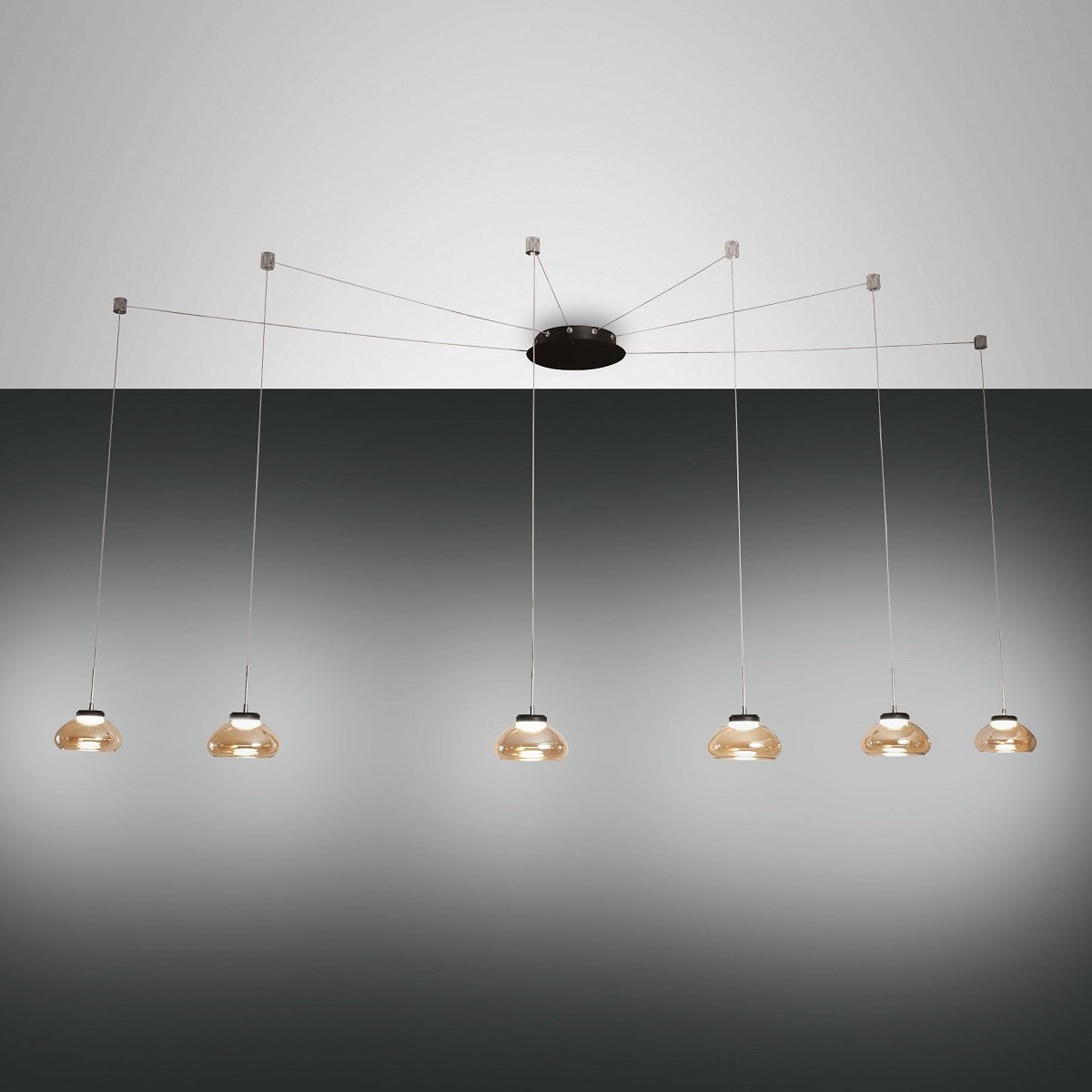 FABAS LUCE No. 3547-46-125 Pendelleuchte Arabella 6-flammig Amber mit Umlenker
