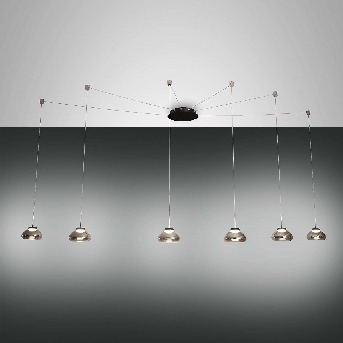 FABAS LUCE No. 3547-46-126 Pendelleuchte Arabella 6-flammig Grau Transparent mit Umlenker
