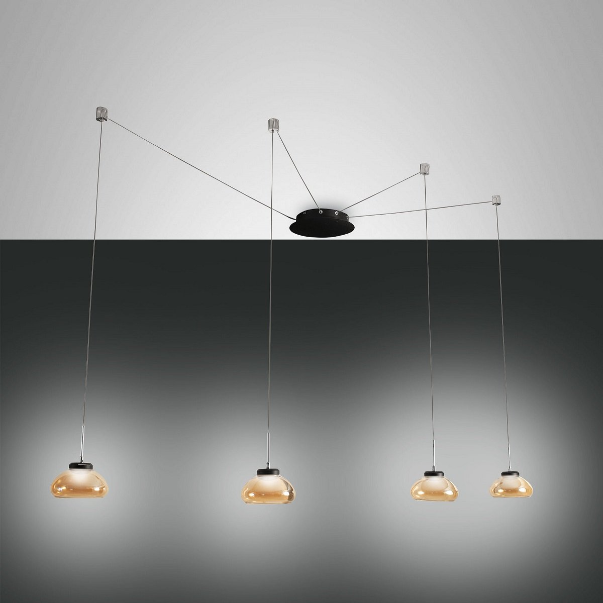 FABAS LUCE No. 3547-49-125 Pendelleuchte Arabella 4-flammig Amber mit Umlenker