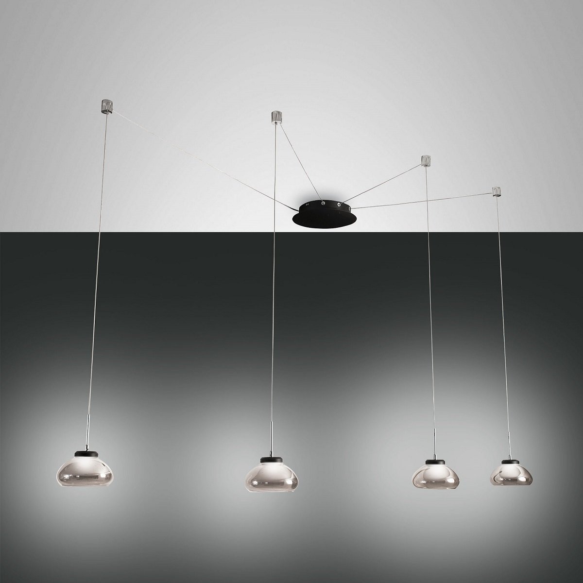 FABAS LUCE No. 3547-49-126 Pendelleuchte Arabella 4-flammig Grau Transparent mit Umlenker