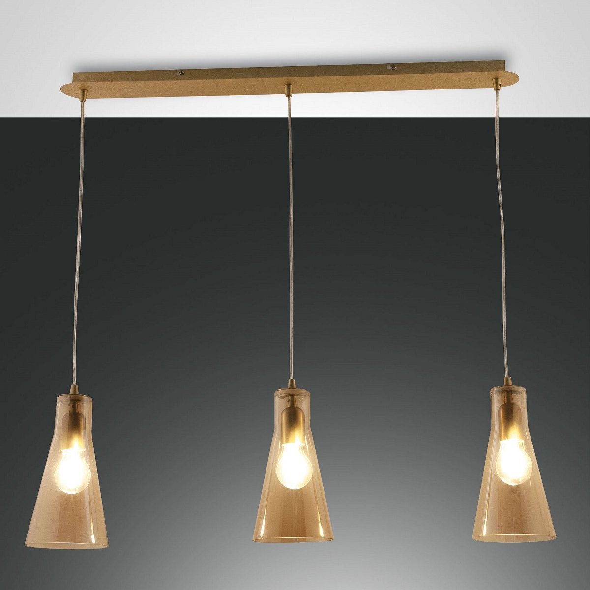 FABAS LUCE No. 3596-47-125 Pendelleuchte Dafne 3-flammig Amber E27