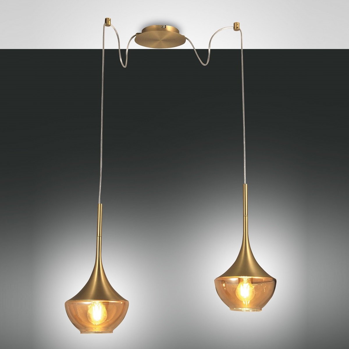 FABAS LUCE No. 3623-42-119 Pendelleuchte Apollo Messing satiniert 2-flammig E27