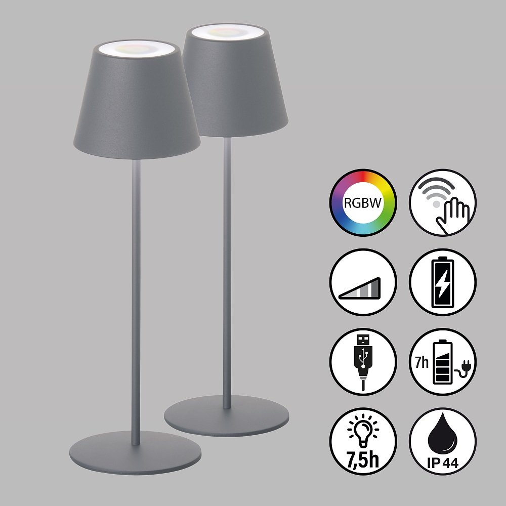 Set im easy LED kaufen RGBW FHL sandgrau Leuchten 2er 850342 IP44 online Tischleuchte Cosenza Akku & --> Shop Lampen
