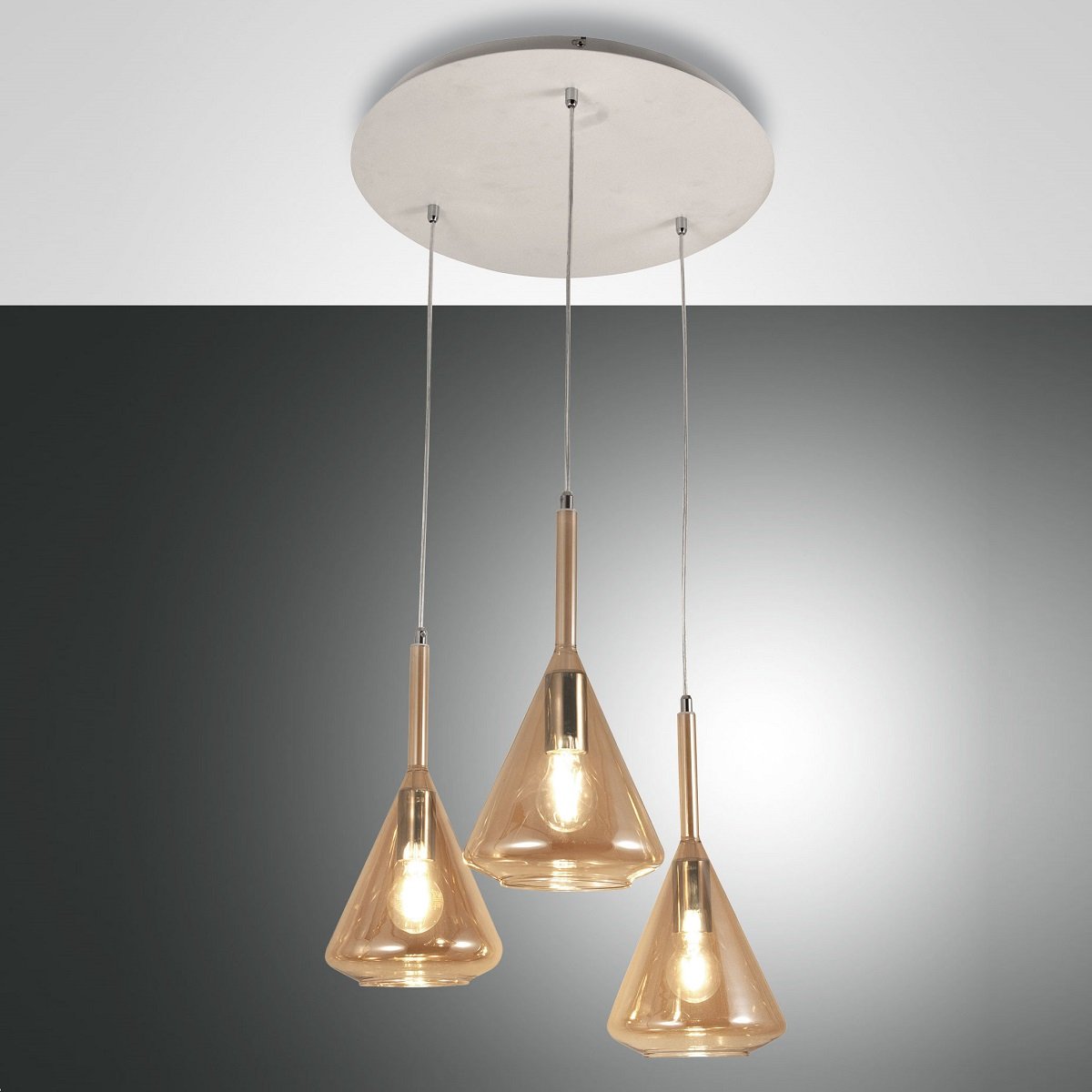 Fabas Luce 3582-47-125 Pendelleuchte Tris 3-flammig amber weiss E27