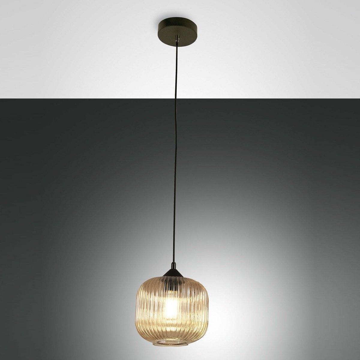 Fabas Luce 3584-40-125 Pendelleuchte Dock amber schwarz E27