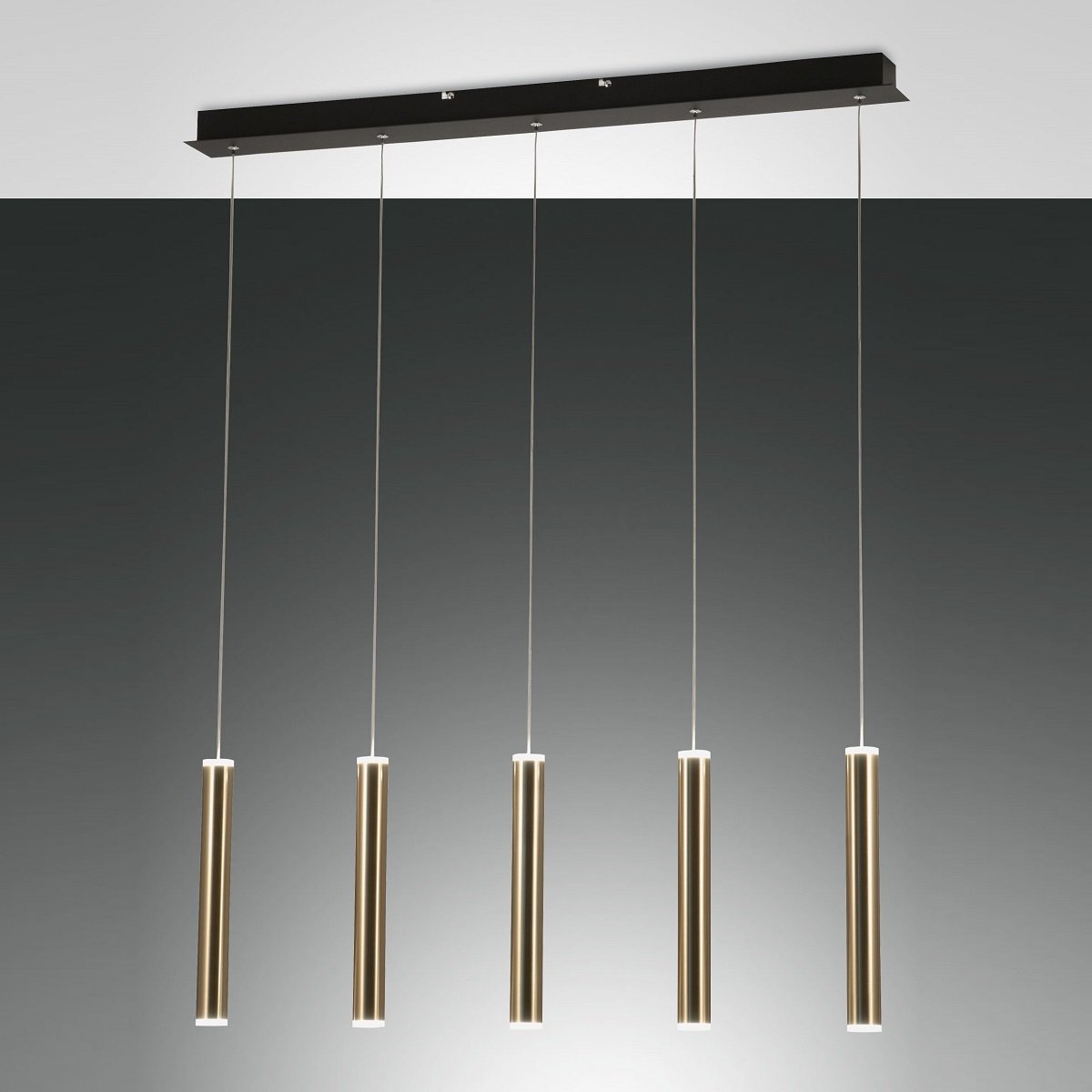 Fabas Luce 3685-48-209 LED Pendelleuchte Prado 5-flammig schwarz messing