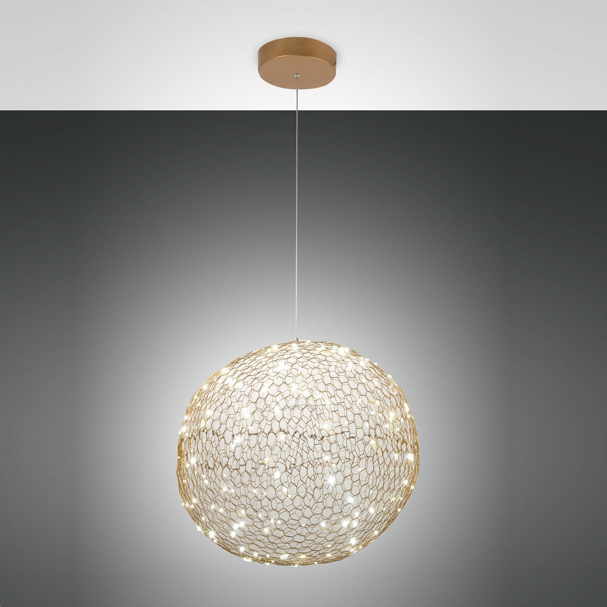 Fabas Luce 3693-45-225 LED Pendelleuchte Sumter rund 50cm goldfarben -->  Leuchten & Lampen online kaufen im Shop