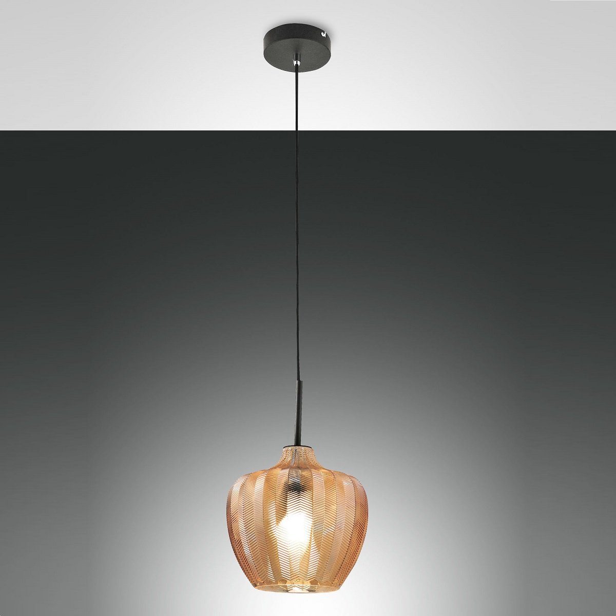 Fabas Luce 3722-40-125 Pendelleuchte Gallura amber schwarz 25cm E27