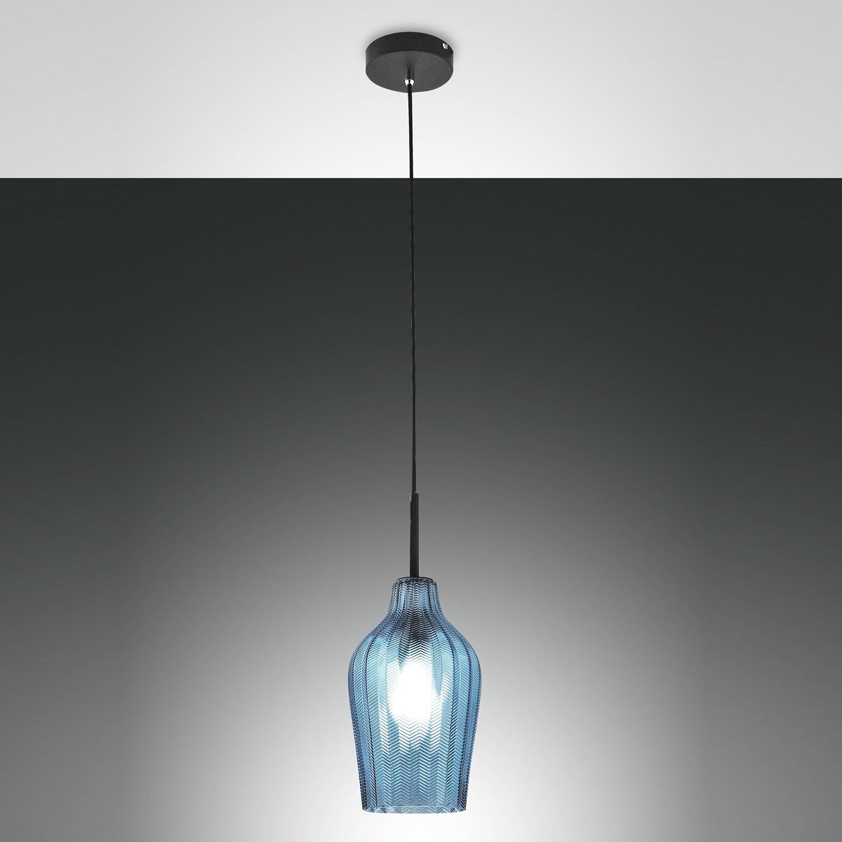 Fabas Luce 3724-40-244 Pendelleuchte Stintino azurblau schwarz 18cm E27