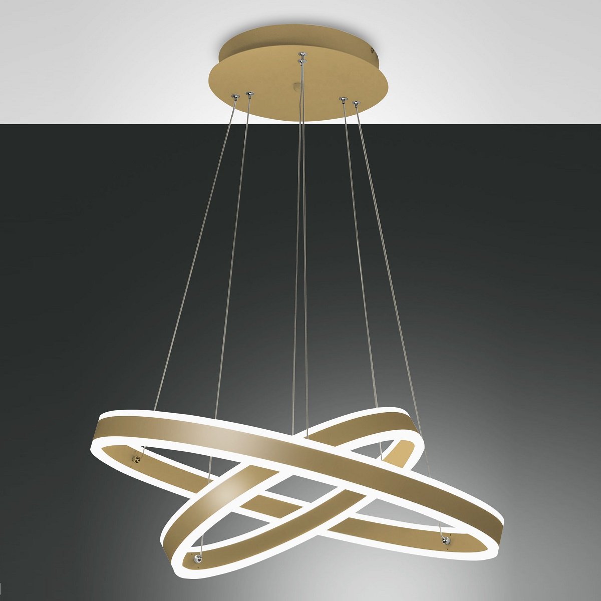 Fabas Luce 3743-45-225 LED Pendelleuchte Palau 2 Ringe gold 3000K