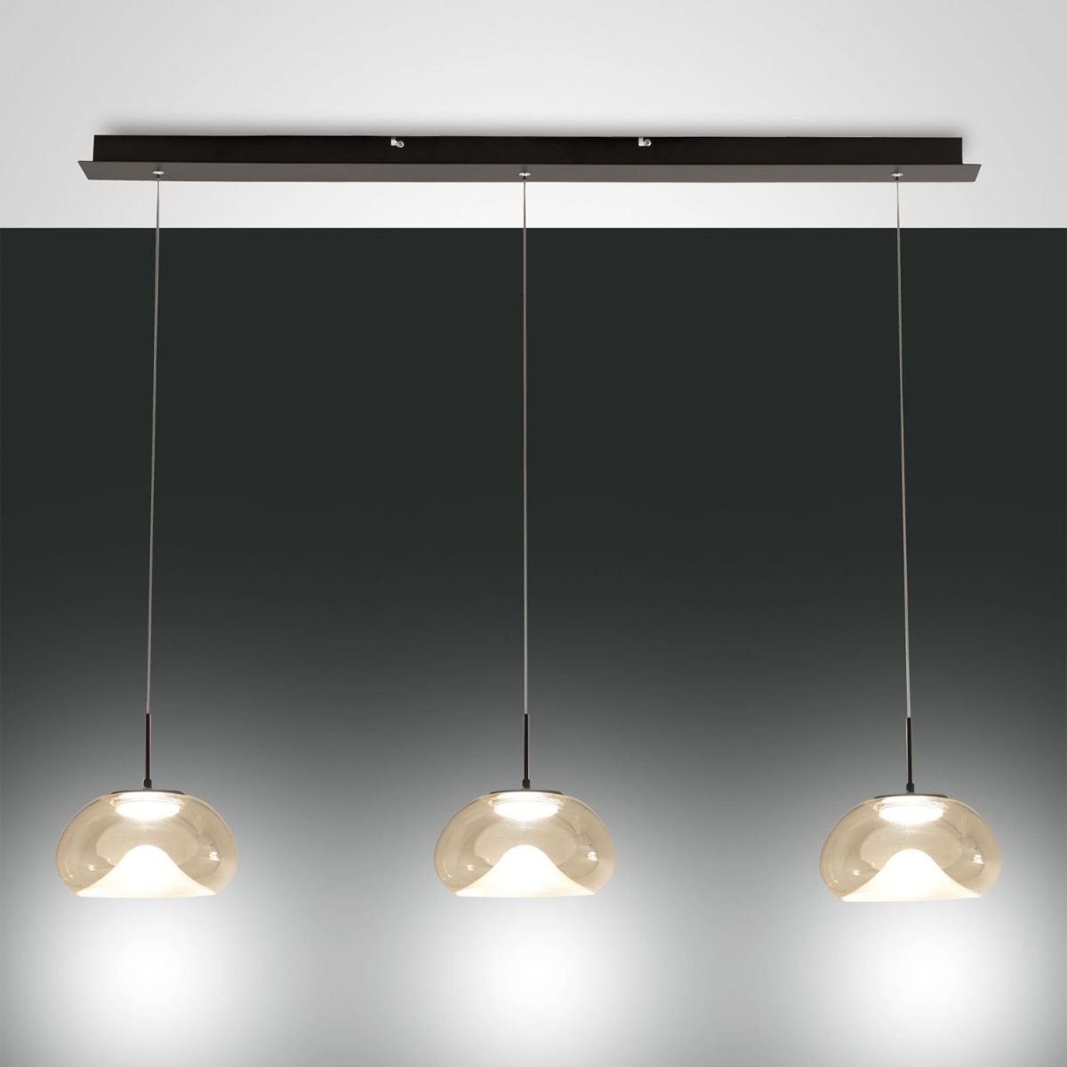 Fabas Luce 3755-48-365 LED Pendelleuchte Brena 3-flammig in Linie cognac 3 Step Dim