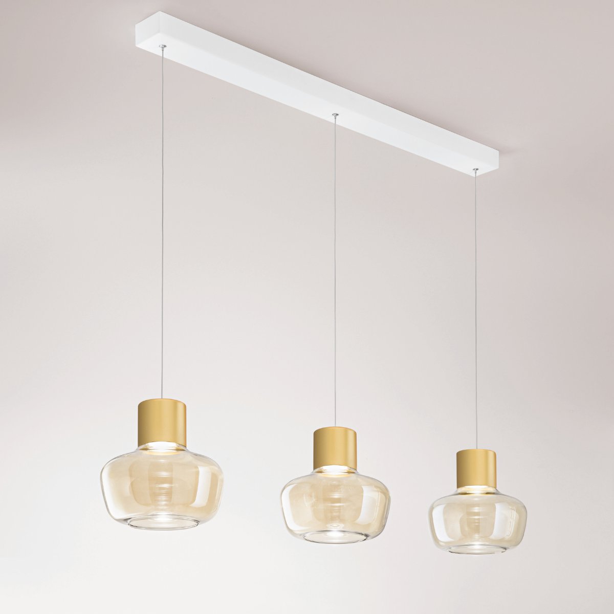 Fabas Luce 3767-48-365 LED Pendelleuchte Kino 3-flammig in Linie cognac