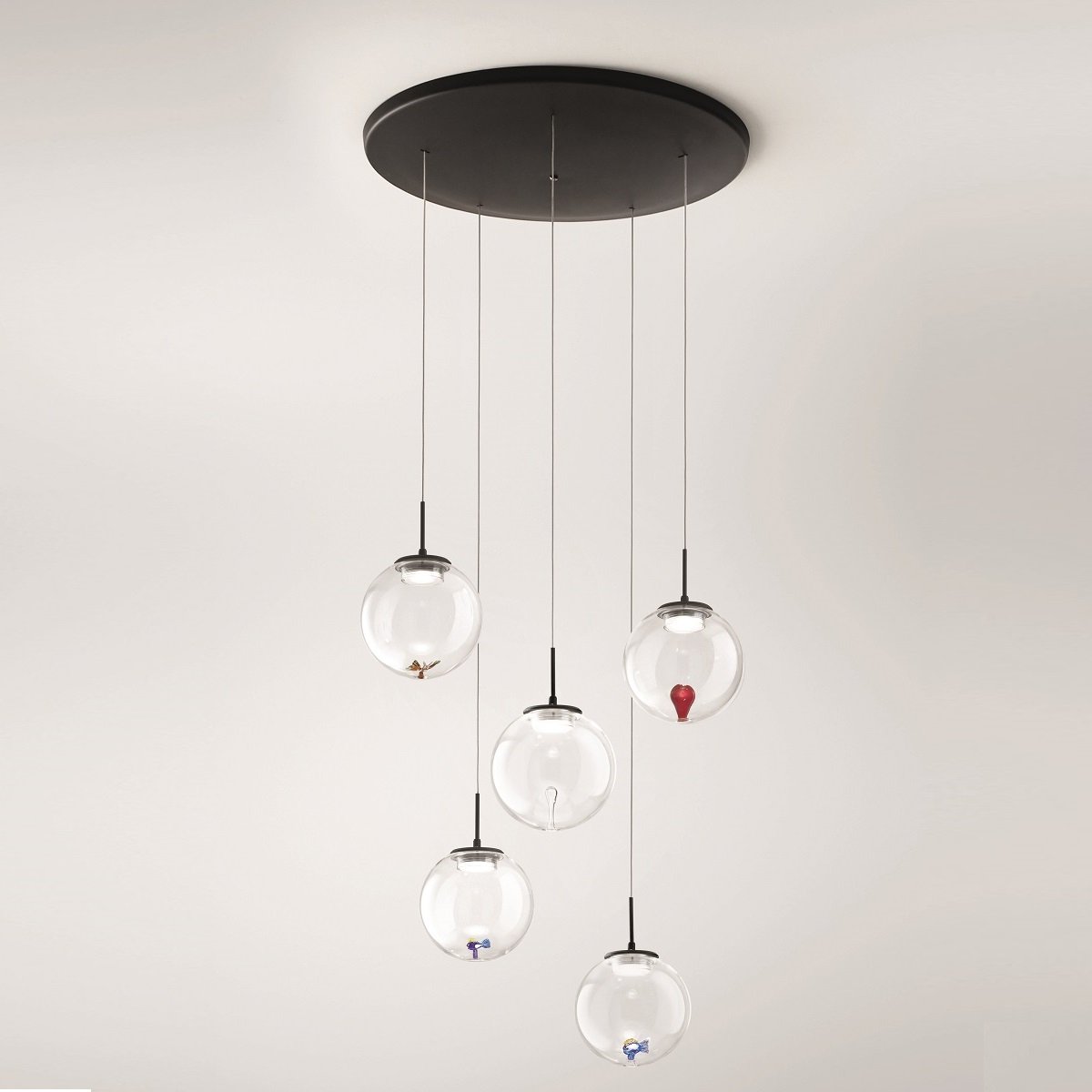Fabas Luce 3770-49-373 LED Pendelleuchte Ariel mit Figuren 5-flammig transparent 3 Step Dim