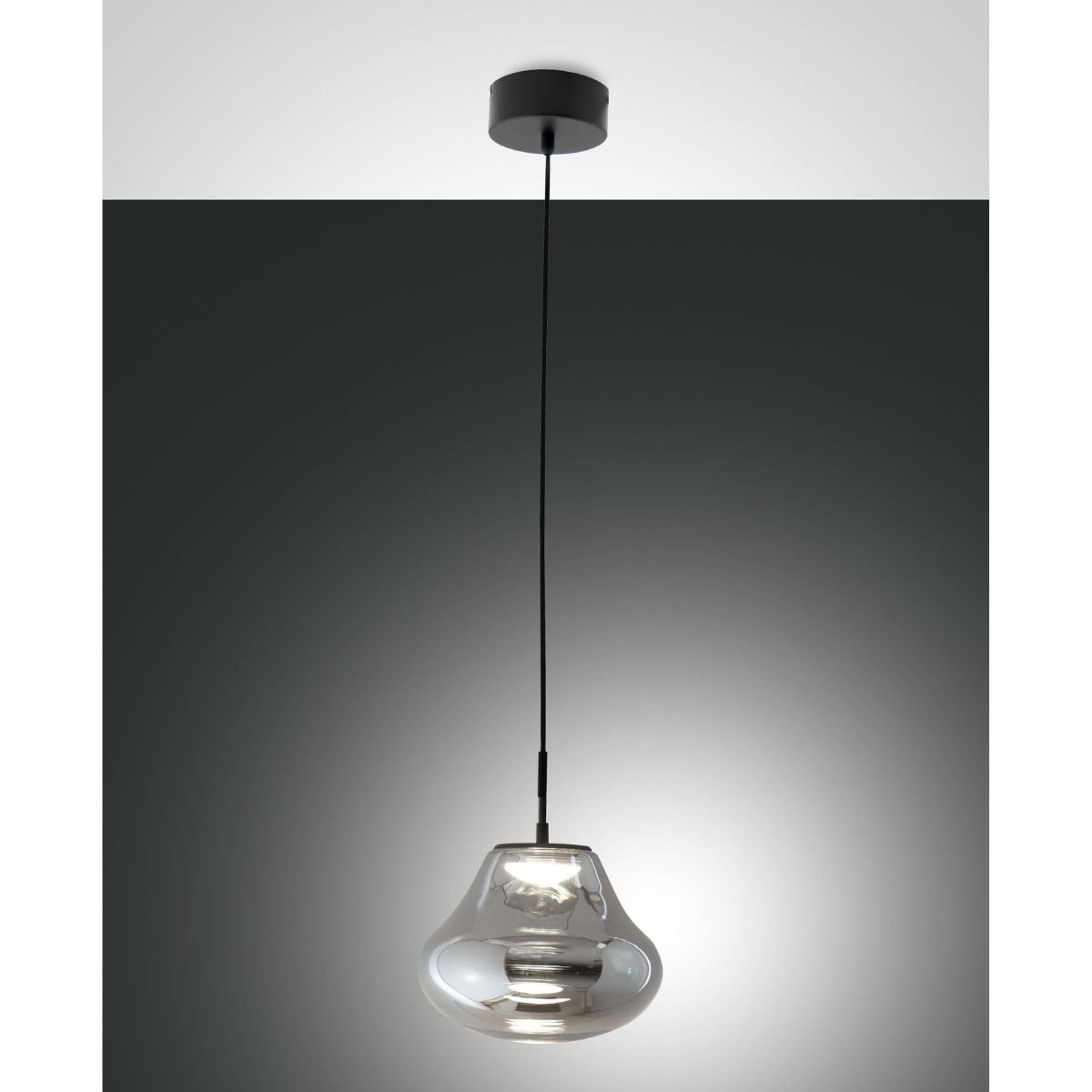 Fabas Luce 3774-40-126 LED Pendelleuchte Deva 25cm Grau Transparent dimmbar